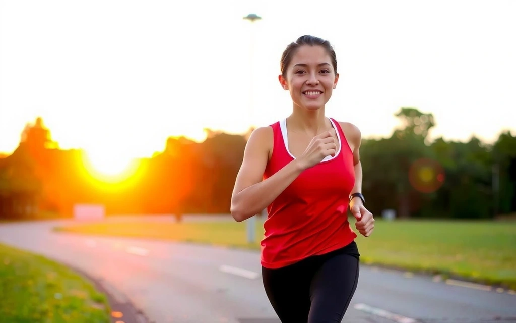Personne pleine d'énergie faisant de l'exercice au lever du soleil